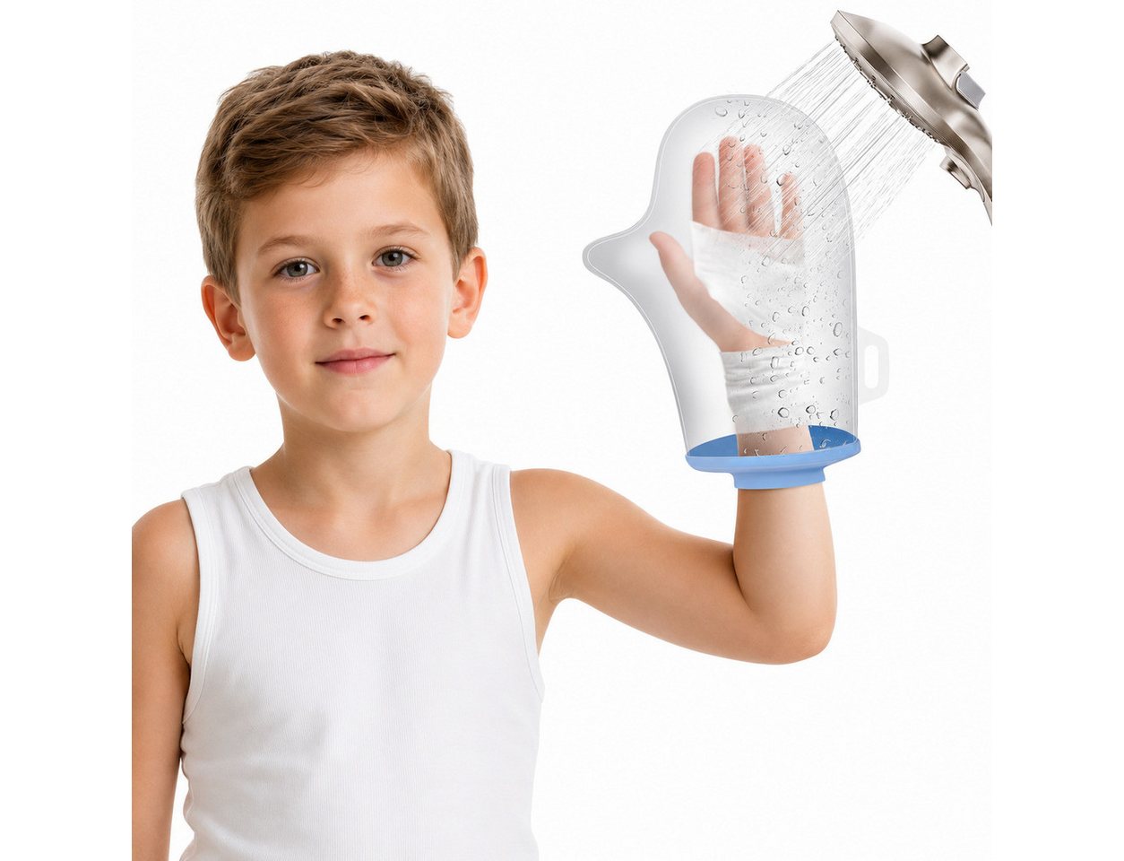 COOL-i ® Protektorenjacke Duschschutz für Arm & Bein, Beine mit Antirutschpads, Wasserdichte Schutzhülle ohne Ring, Wiederverwendbare Bild 3