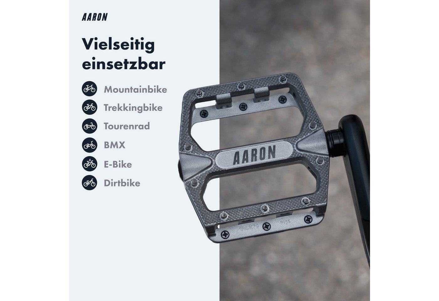 AARON Fahrradpedale Rock MTB Pedale Aluminium - Industriekugellager & austauschbare Pins Bild 4
