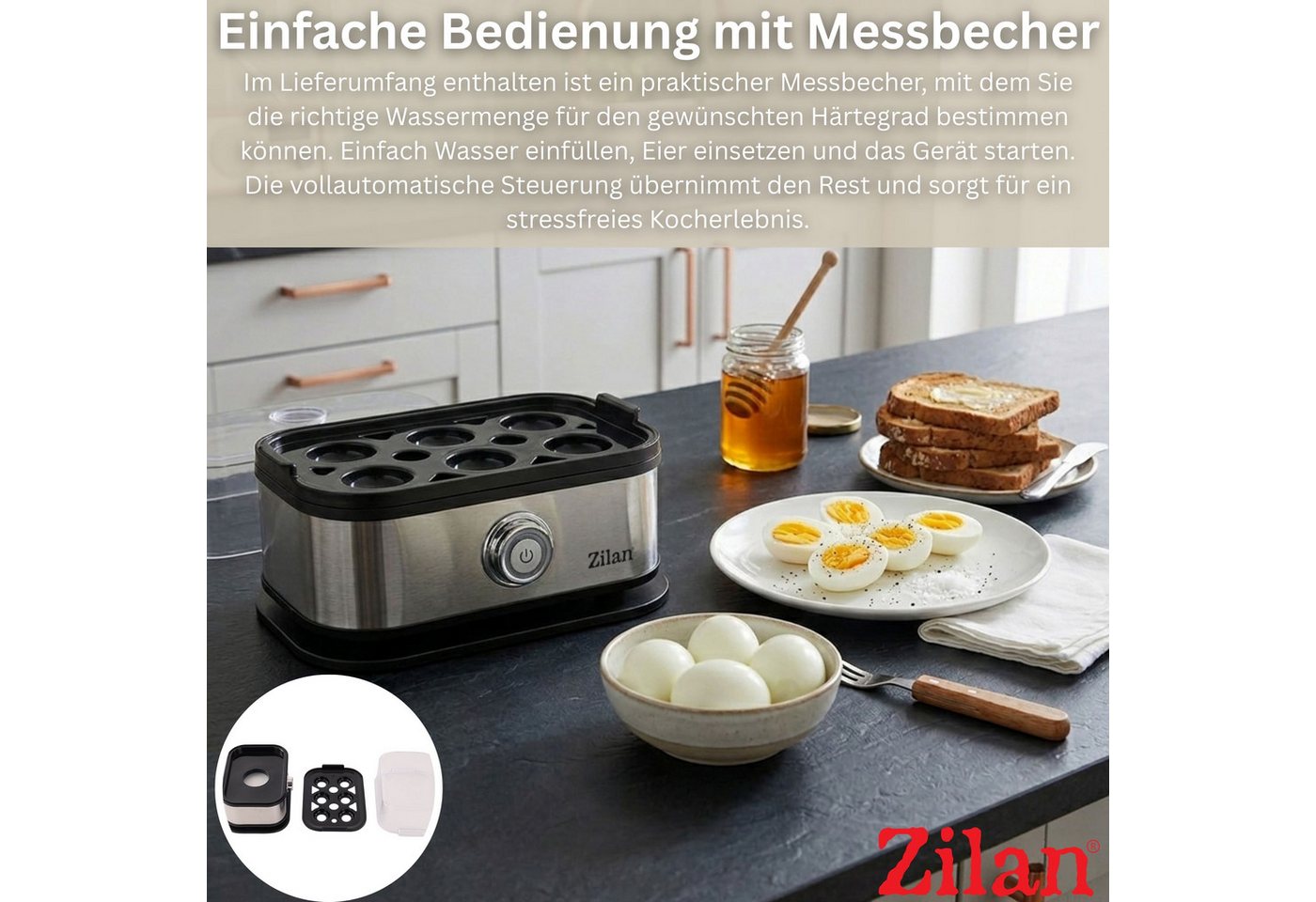 Zilan Eierkocher ZLN-4109, Anzahl Eier: 6 St., 200 W, Für bis zu 6 Eier
