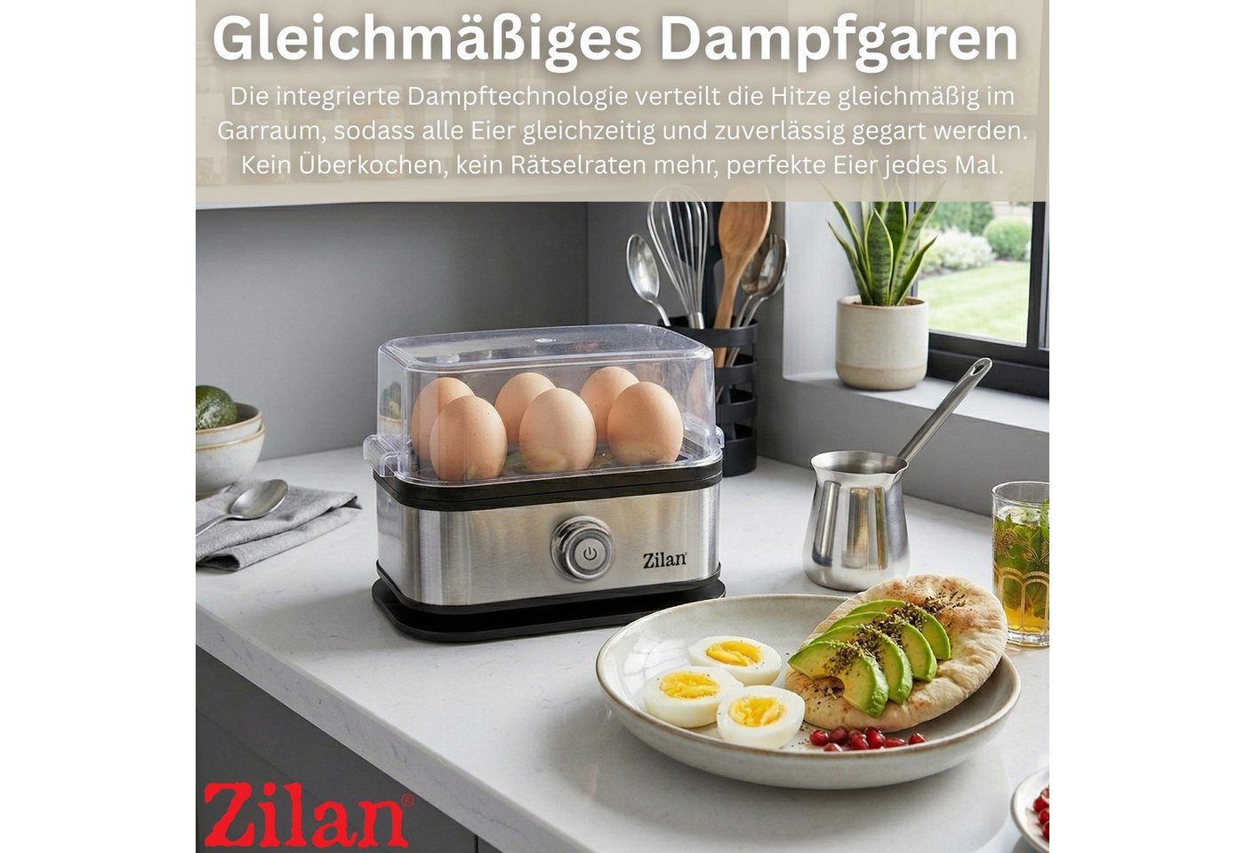 Zilan Eierkocher ZLN-4109, Anzahl Eier: 6 St., 200 W, Für bis zu 6 Eier Bild 4