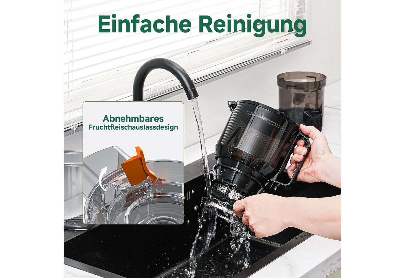 AMZCHEF Zentrifugenentsafter CE-SJ-03OT6C-BK, 250 W, 150MM Öffnung und 2L Kaltpress Bild 2