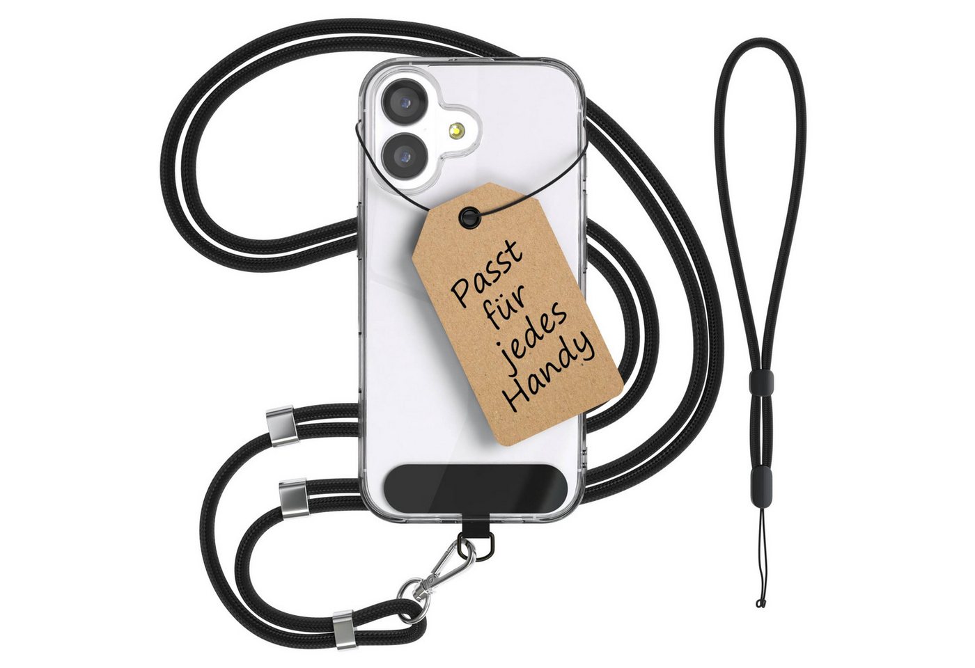 EAZY CASE Handykette Universal Handykette für alle Modelle zum Umhängen, Kette zum Umhängen Pad mit Kordel Uni Smartphonekette Schwarz Black Bild 2