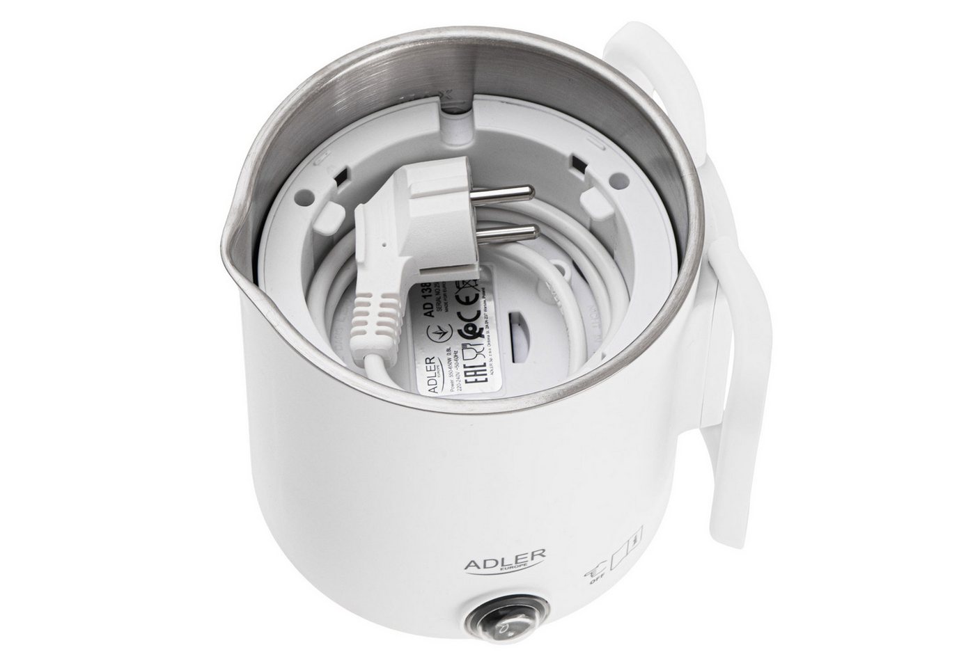 Adler Wasserkocher Reise-Wasserkocher weiß 0,8L 650W klappb. Griff verstaubarer Sockel Bild 5