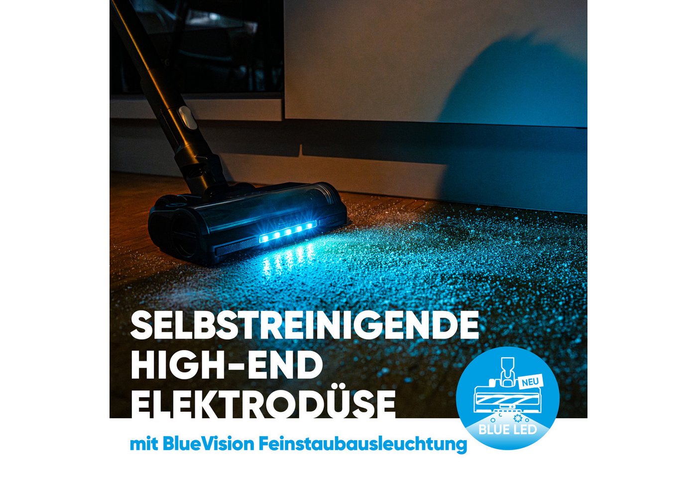 hoogo Akku-Hand-und Stielstaubsauger SC701, 450 W, beutellos, Deutsche Qualität, 60min Laufzeit, 360° Saugen, Allergiker, Tierhaare Bild 4