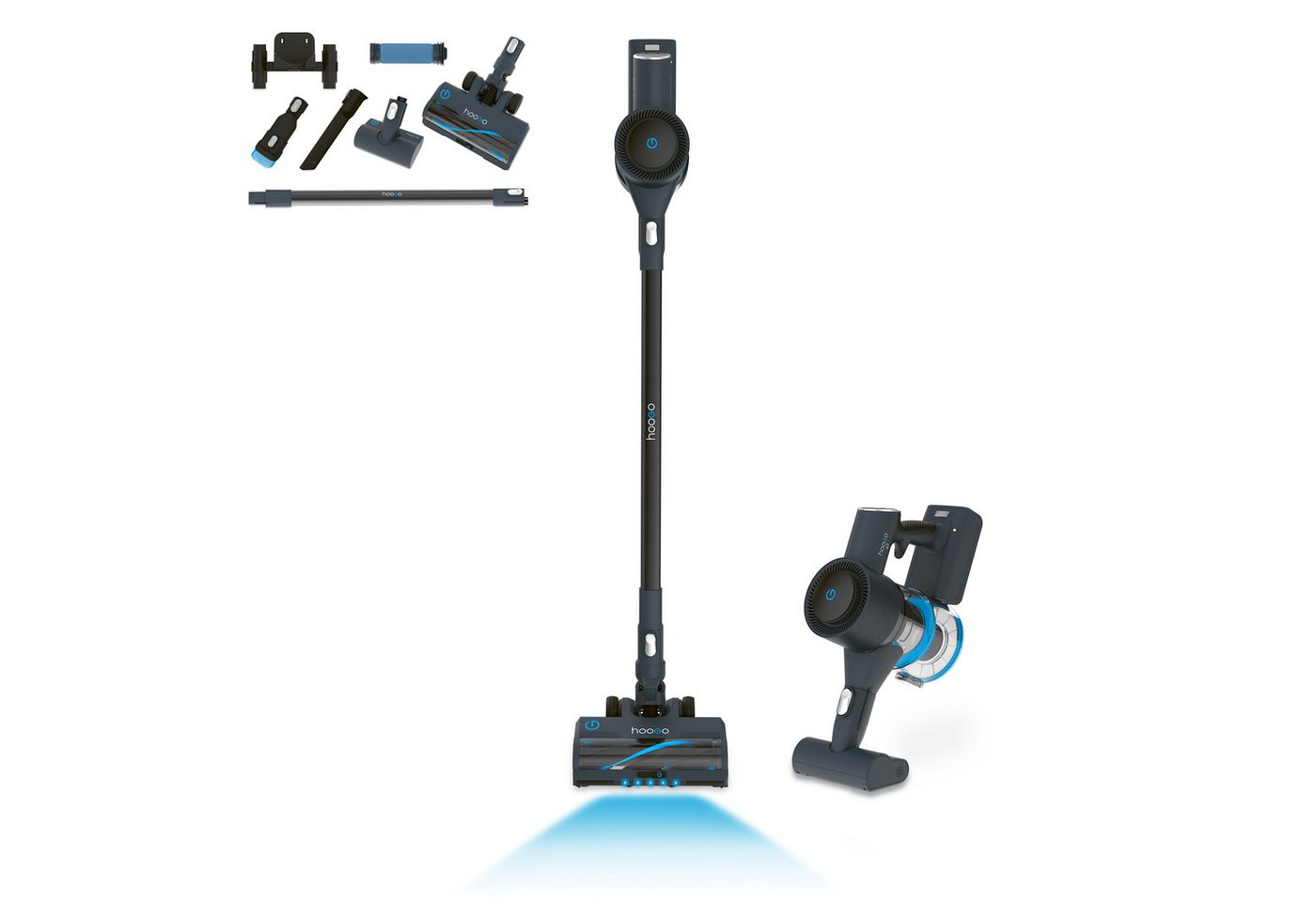 hoogo Akku-Hand-und Stielstaubsauger SC701, 450 W, beutellos, Deutsche Qualität, 60min Laufzeit, 360° Saugen, Allergiker, Tierhaare Bild 5