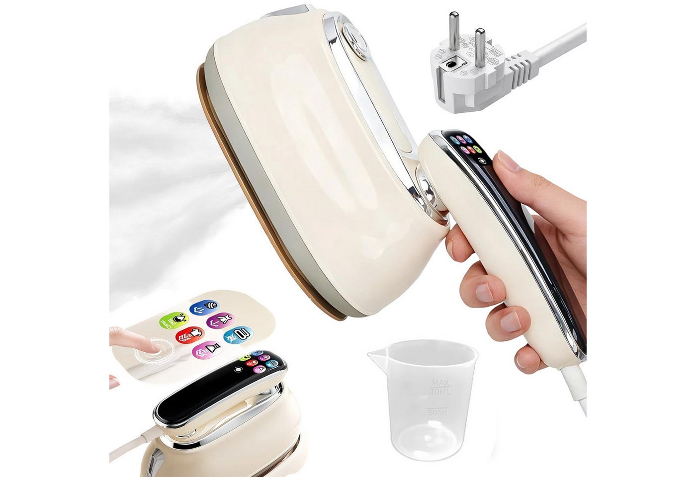 AKKEE Dampfbügeleisen 2-IN-1 Dampfglätter, Handheld Steamer tragbares 5 Temperaturstufen, 1300 W, Intelligente Temperaturregelung Bild 4