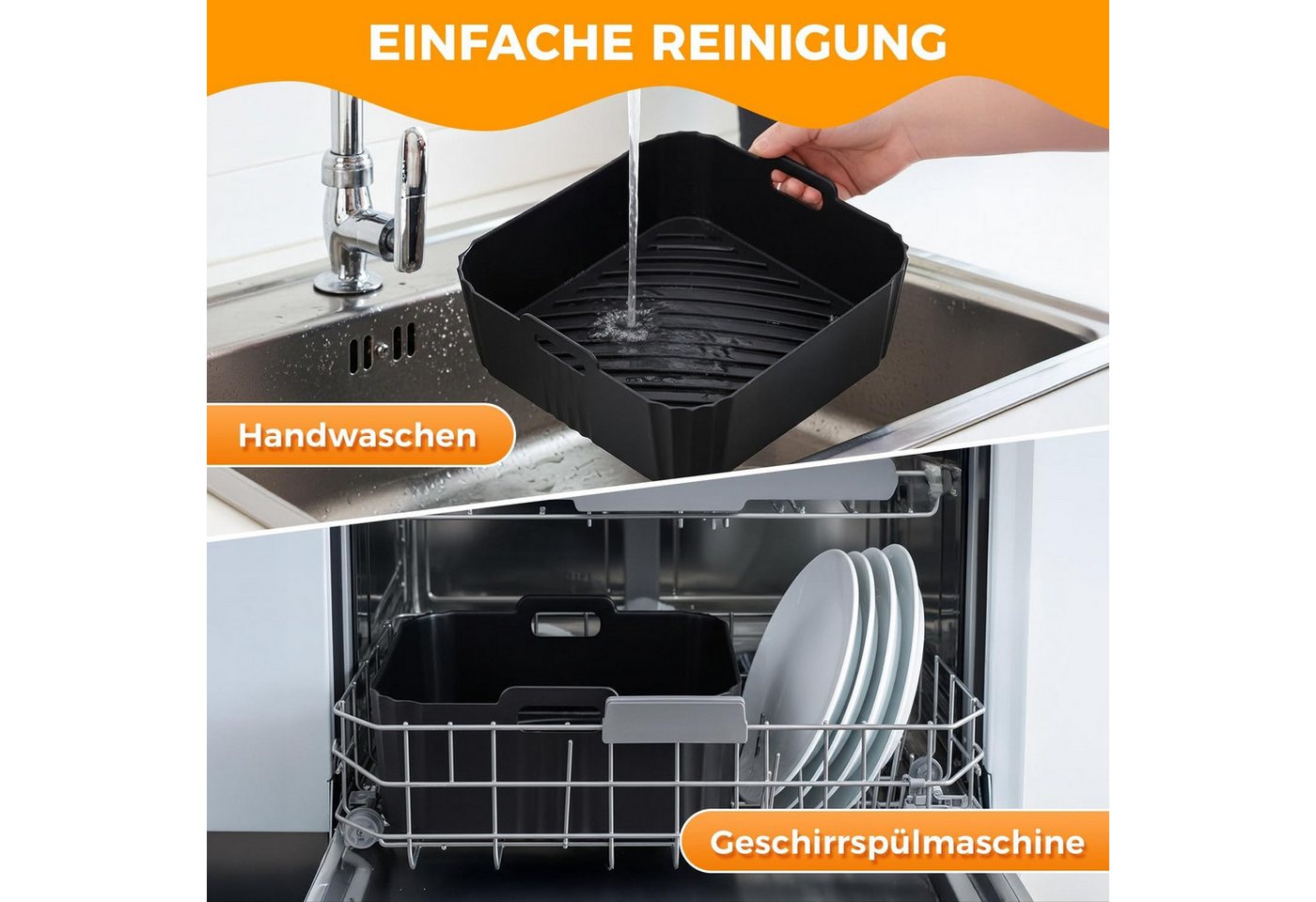 BlingBin Küchenmaschinen Zubehör-Set 28tlg passend für Philips Doppelkorb-Heißluftfritteuse 3000/5000 Serie, Zubehör für Küchenzubehör, Friteusen Ersatzteile, Backutensilien für Umluftfritteuse, für Philips NA350, usw mit Silikonformen, Grillrost & Brotbackformen Bild 5