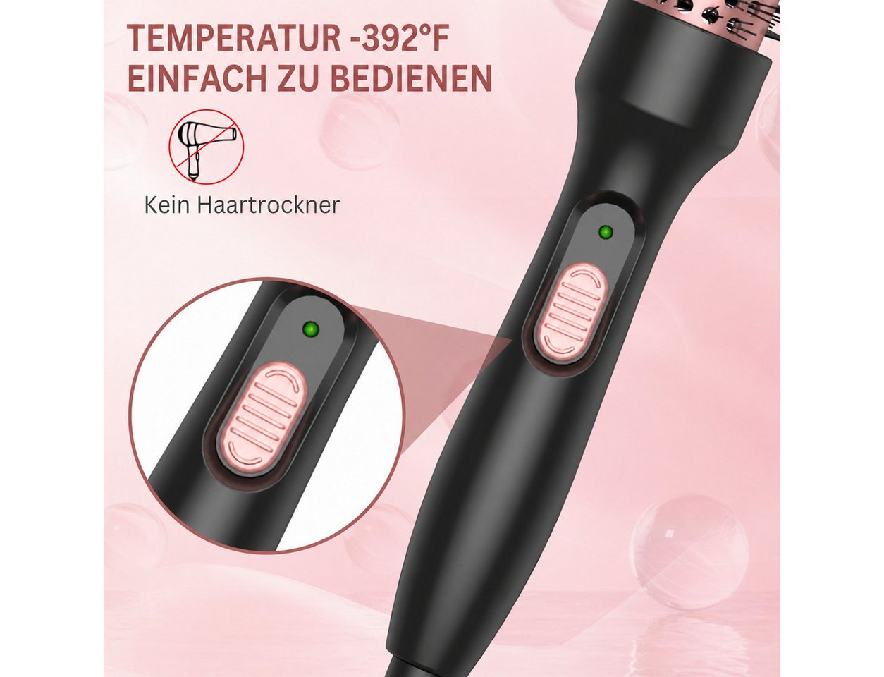 UKLISS Elektrohaarbürste 32 mm Thermobürste 200 °C – leichte professionelle Rundbürste, 3-in-1 Heißbürste mit Doppelspannung, ideal für Einsteiger & Reisen Bild 3