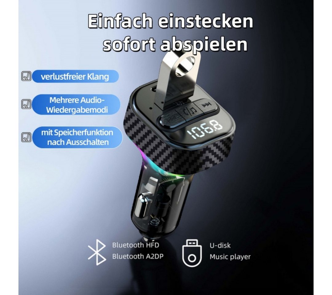 neue dawn Auto USB C Ladegerät KFZ Schnellladung FM Transmitter Bluetooth 5.3 KFZ-Netzteil (Handy Ladegerät, KFZ Bluetooth 5.3, 30W Schnellladung)