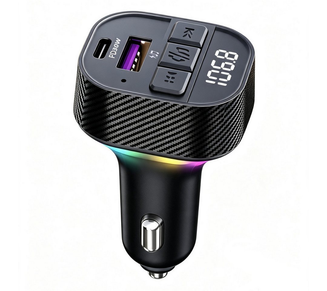 neue dawn Auto USB C Ladegerät KFZ Schnellladung FM Transmitter Bluetooth 5.3 KFZ-Netzteil (Handy Ladegerät, KFZ Bluetooth 5.3, 30W Schnellladung) Bild 2