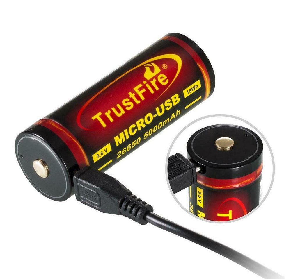 Trustfire 26650 Akku 5000 mAh (3,7 V), mit Schutzschaltung - USB wiederaufladbar Bild 5
