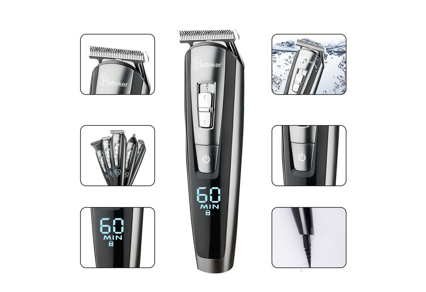 Scttomon Bartschneider RFC588, Haarschneideset Detailtrimmer 5in1 Schwarz Bild 5