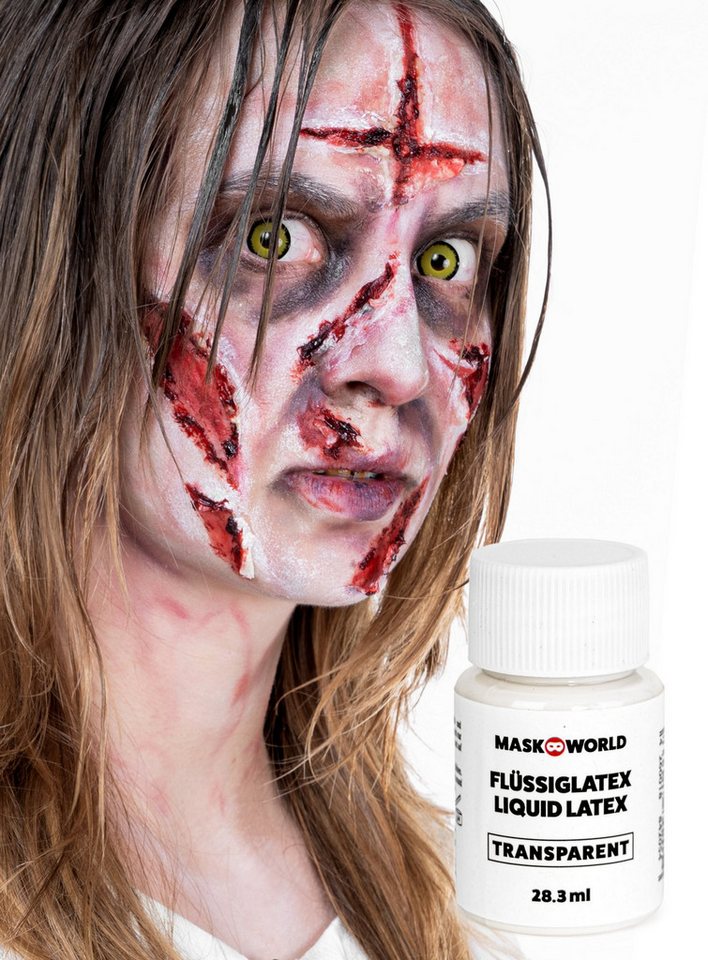 Maskworld Theaterschminke Halloween Make-Up Horrorhaut - Zombie Schminke, Flüssige Latexmilch für professionelles Effekt-Make-up
