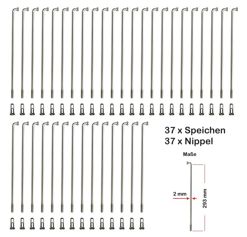 Büchel Fahrrad-Laufrad 37 Stück Speichen 293mm Spokes silber NIROSTA 2mm Bild 2