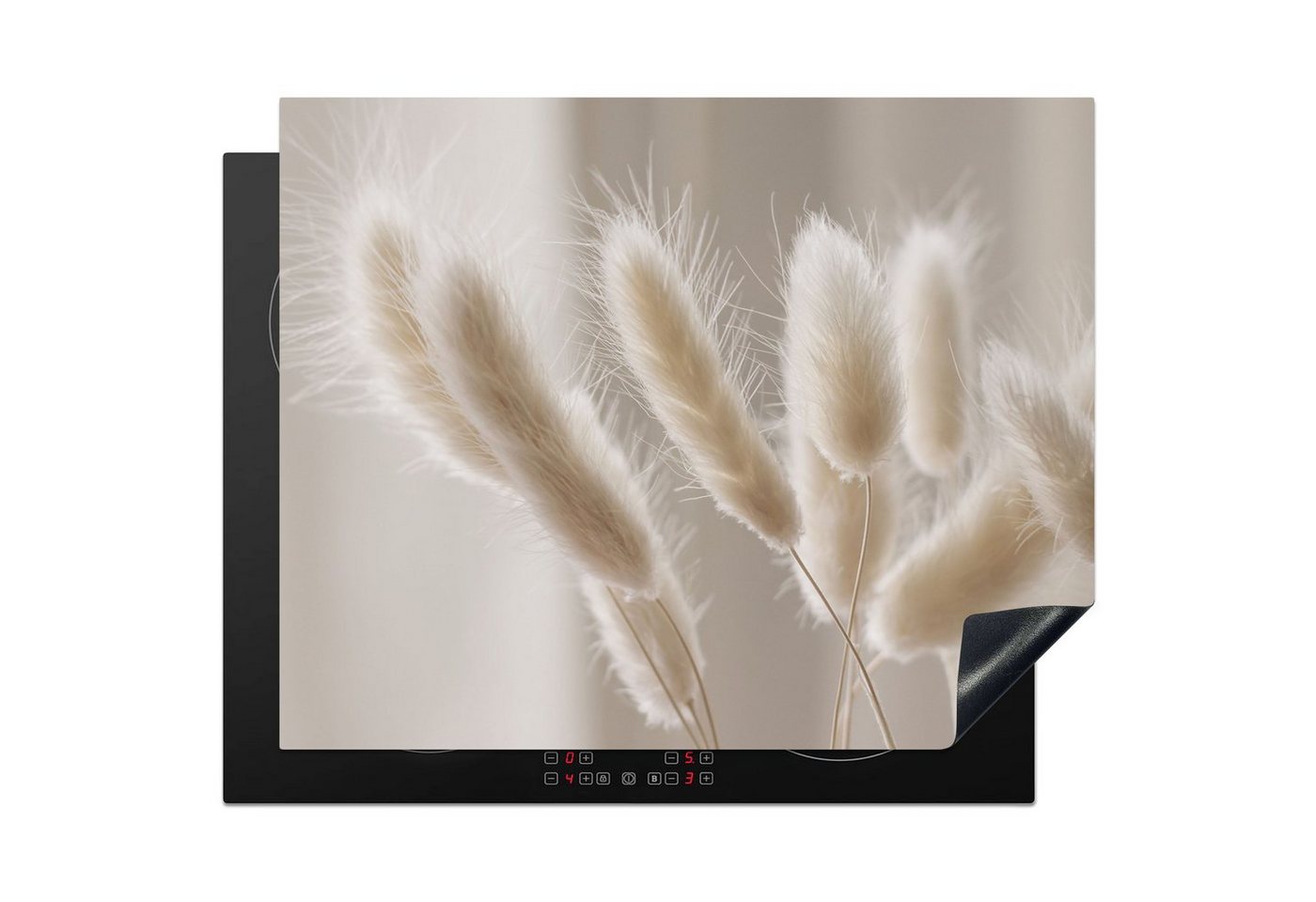 MuchoWow Herd-Abdeckplatte Pampasgras - Fahne - Weiß, Vinyl, (1 tlg), Abdeckung Induktionskochfeld Schutzmatte, Küche Deko, 65x52 cm Bild 2