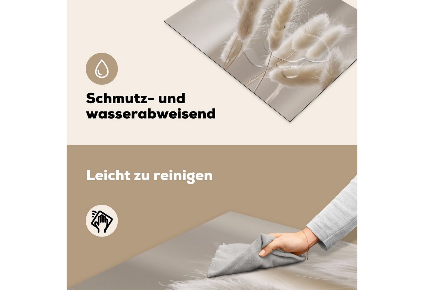 MuchoWow Herd-Abdeckplatte Pampasgras - Fahne - Weiß, Vinyl, (1 tlg), Abdeckung Induktionskochfeld Schutzmatte, Küche Deko, 65x52 cm Bild 3