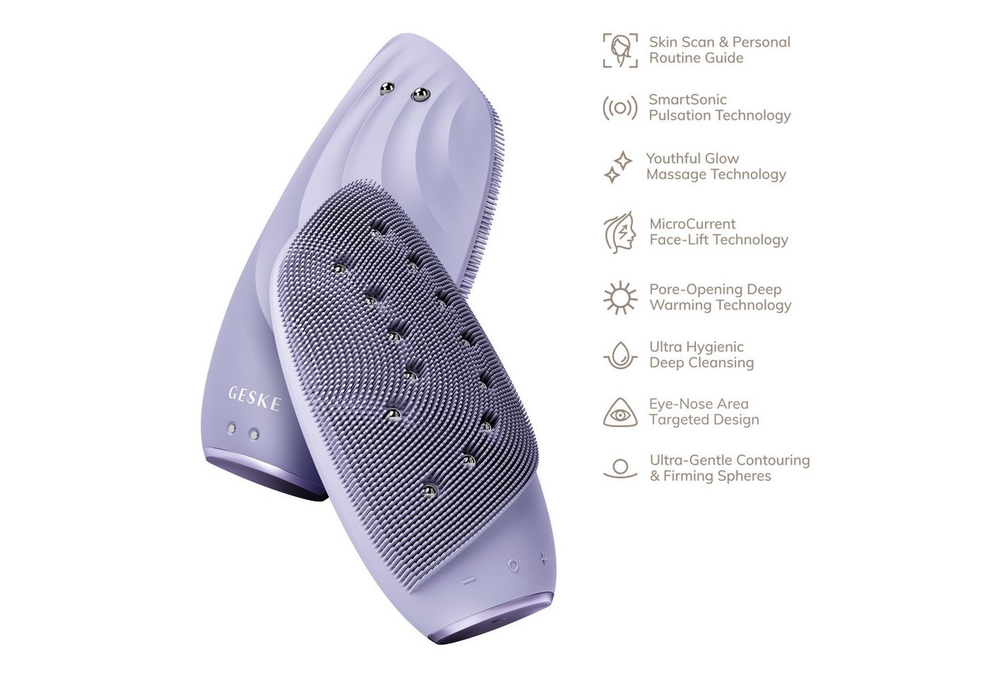 GESKE German Beauty Tech Elektrische Gesichtsreinigungsbürste SmartAppGuided™ Sonic Thermo Facial Brush & Face-Lifter 8 in 1, Packung (Gerät & USB-Ladekabel), 2-tlg., Gerät inkl. kostenloser APP (SmartAppGuided Device), Mit der GESKE App erhältst Du deine personalisierte Hautpflegeroutine. Bild 5