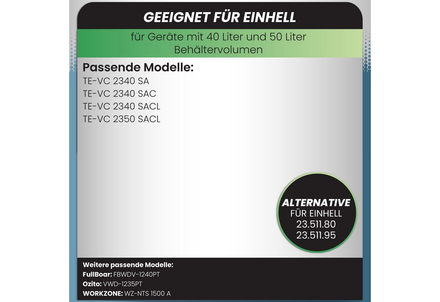 McFilter Staubsaugerbeutel (20 Stück) geeignet für Einhell, passend für ALLE Einhell 40 Liter Nass-Trockensauger, 20 St., Beutel - Typ DSM 45 Bild 2