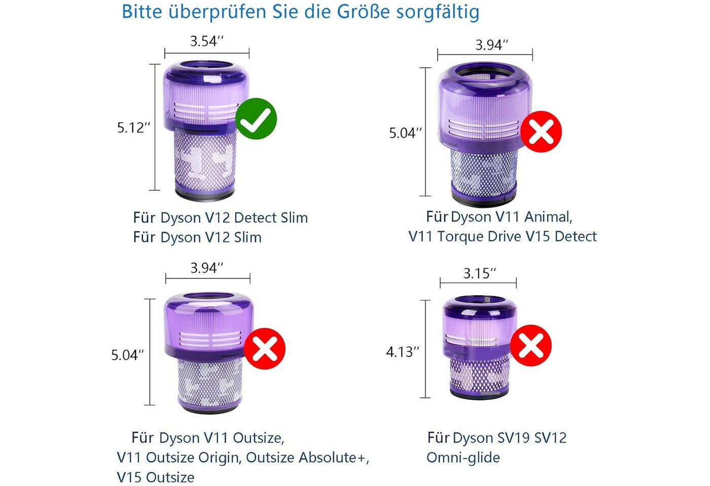 CoolGadget HEPA-Filter 4x Ersatzfilter für Dyson V12, Zubehör für Für Dyson, Premium Hepa Ersatz Filter aus dem Zubehör 100% passgenau Bild 2