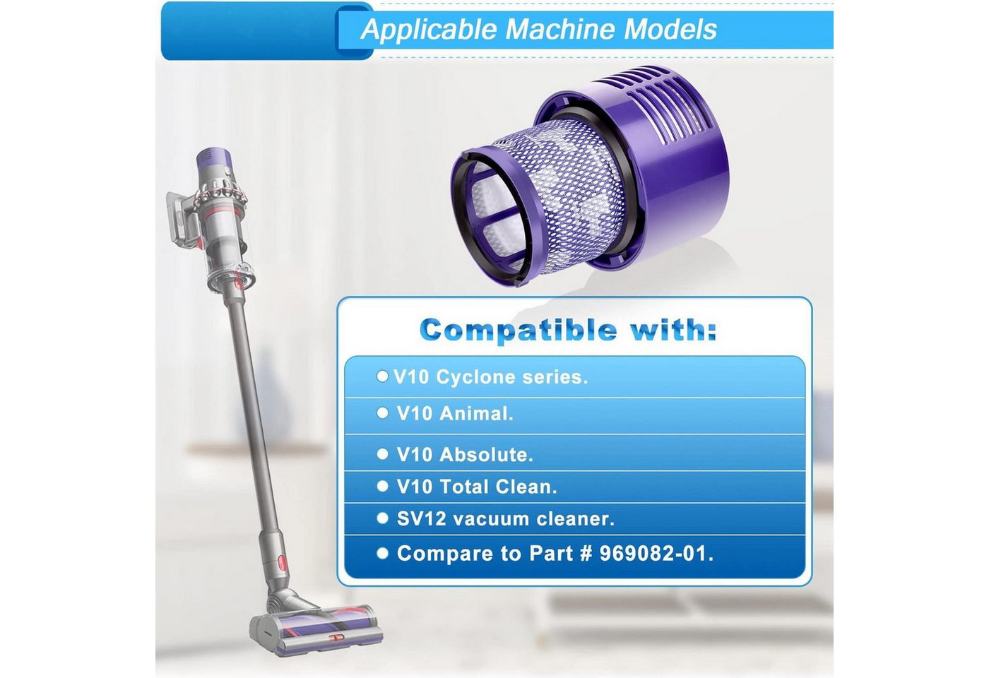 CoolGadget HEPA-Filter 2x Ersatzfilter für Dyson V10, Zubehör für Für Dyson, Premium Hepa Ersatz Filter aus dem Zubehör 100% passgenau Bild 2
