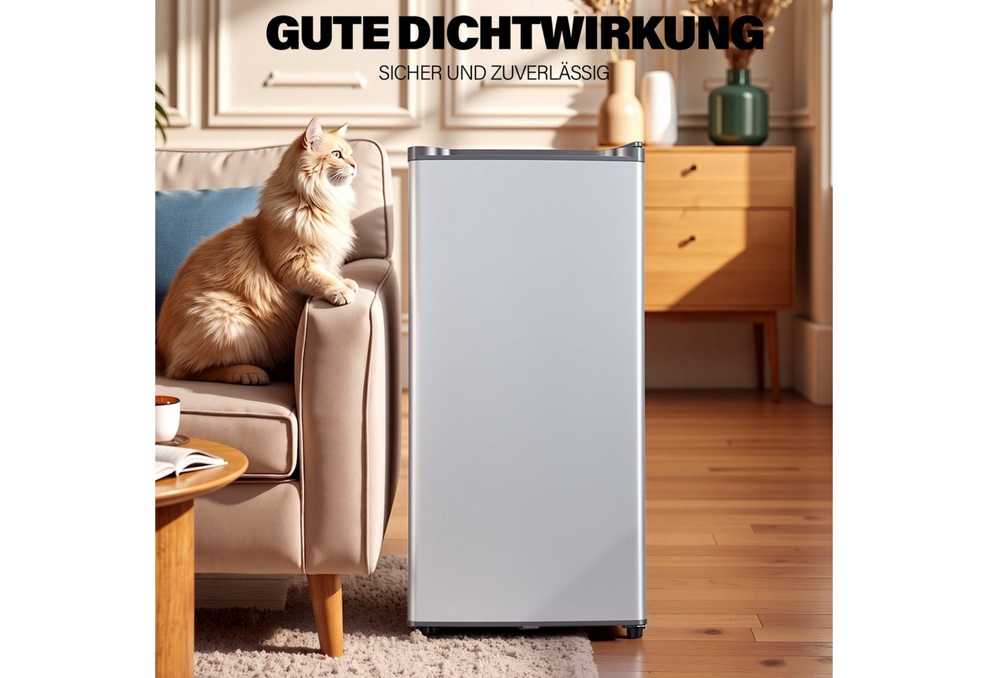 oyajia Kühl-/Gefrierkombination 73L Kleiner Kühlschrank mit Gefrierfach, 5 Temperaturstufen (0-10) BC-73, 83.5 cm hoch, 40.7 cm breit, Energieeffizient, leise, Kompakt Geräumig für Studentenwohnheim/Büro Bild 4