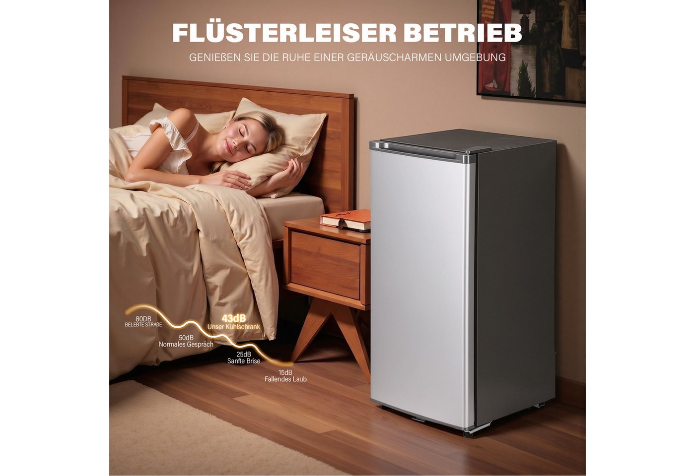 oyajia Kühl-/Gefrierkombination 73L Kleiner Kühlschrank mit Gefrierfach, 5 Temperaturstufen (0-10) BC-73, 83.5 cm hoch, 40.7 cm breit, Energieeffizient, leise, Kompakt Geräumig für Studentenwohnheim/Büro Bild 5