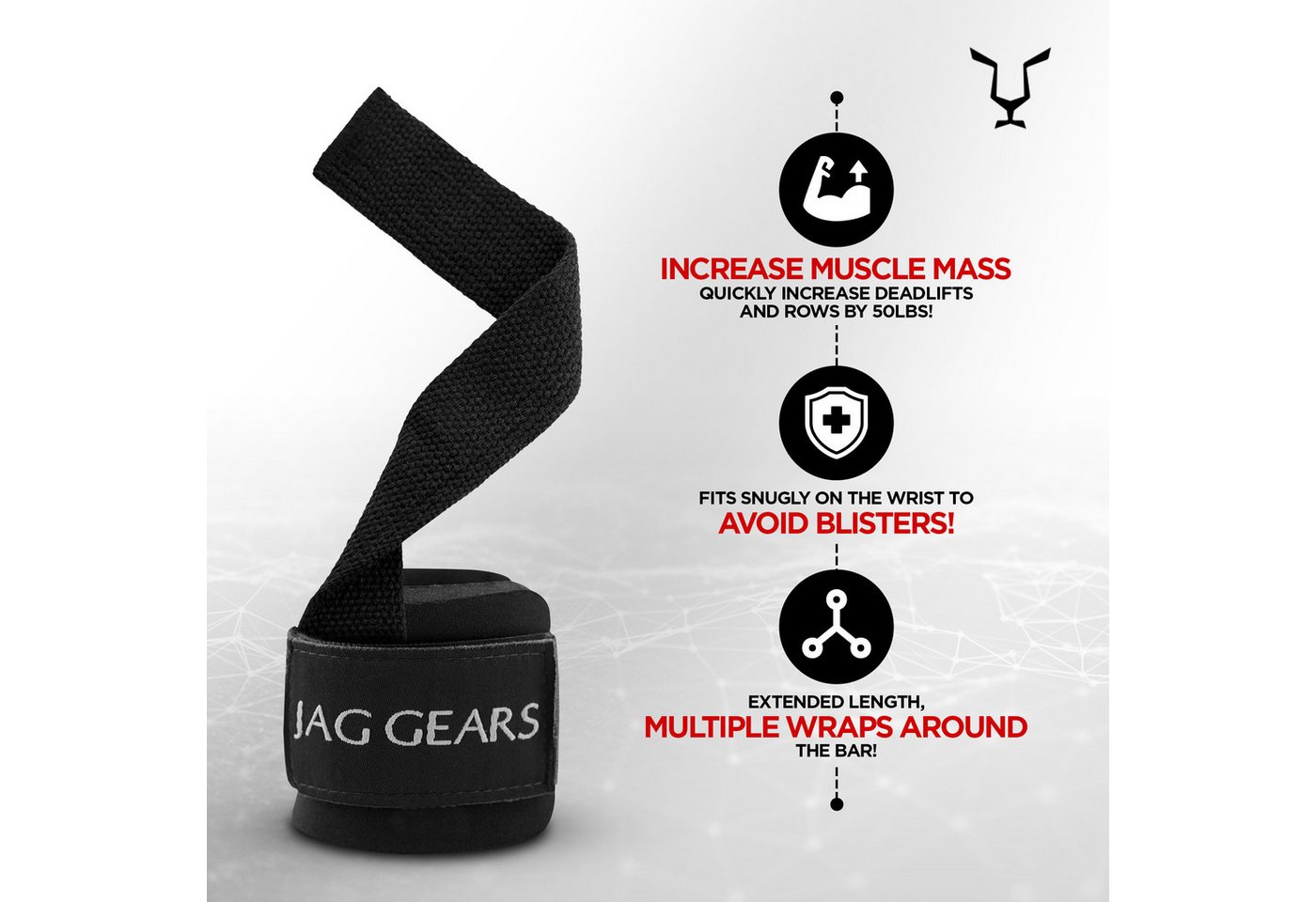 JAG GEARS Handgelenkschutz Strength training strap powerlifting strap hooks for men and women (pair, Lieferung mit 1 Paar), Krafttraining Powerlifting Gewichtheben Kreuzheben Fitnesstraining Bild 2