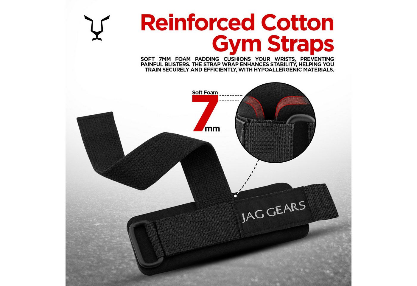 JAG GEARS Handgelenkschutz Strength training strap powerlifting strap hooks for men and women (pair, Lieferung mit 1 Paar), Krafttraining Powerlifting Gewichtheben Kreuzheben Fitnesstraining Bild 4