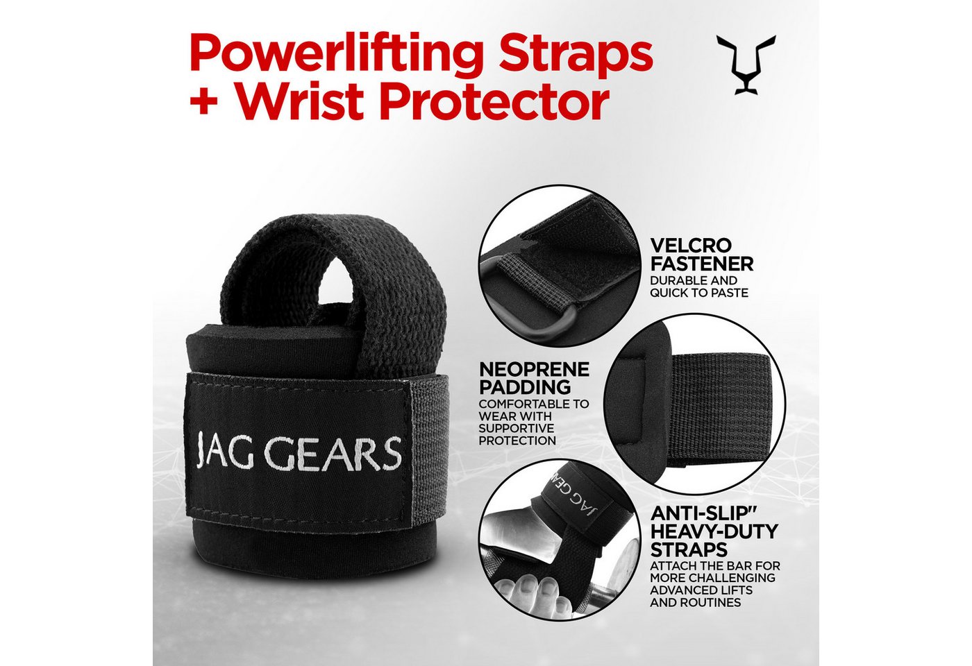 JAG GEARS Handgelenkschutz Strength training strap powerlifting strap hooks for men and women (pair, Lieferung mit 1 Paar), Krafttraining Powerlifting Gewichtheben Kreuzheben Fitnesstraining Bild 5