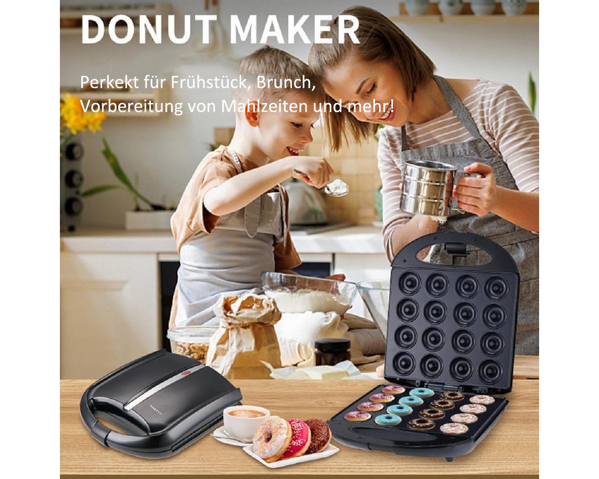 SOKANY Donut-Maker 5cm Mini-Donut-Maker für 16 Donuts, Antihaftbeschichtung, 1400 W, Automatische Temperaturregelung, BPA-frei