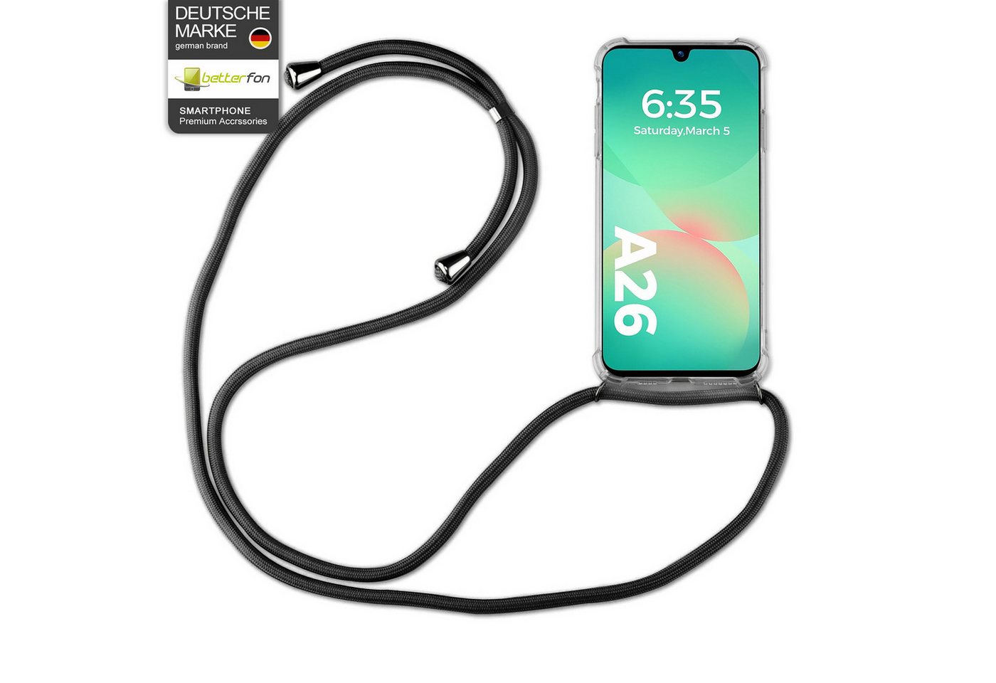 betterfon Handykette für Samsung Galaxy A26 Handyhülle mit Band & Kordel Bumper, Premium-Panzerung – stoßfest, kratzresistent & passgenau Bild 5