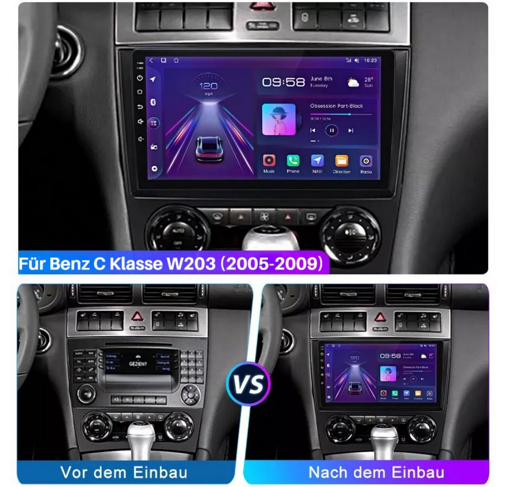 ESSGOO F ür Mercedes Benz C-Klasse W203 W209 2005-2009 Android 15 Autoradio (RDS, Digitalradio (DAB), FM, Carplay Android Auto GPS Navi WIFI BT) Bild 3