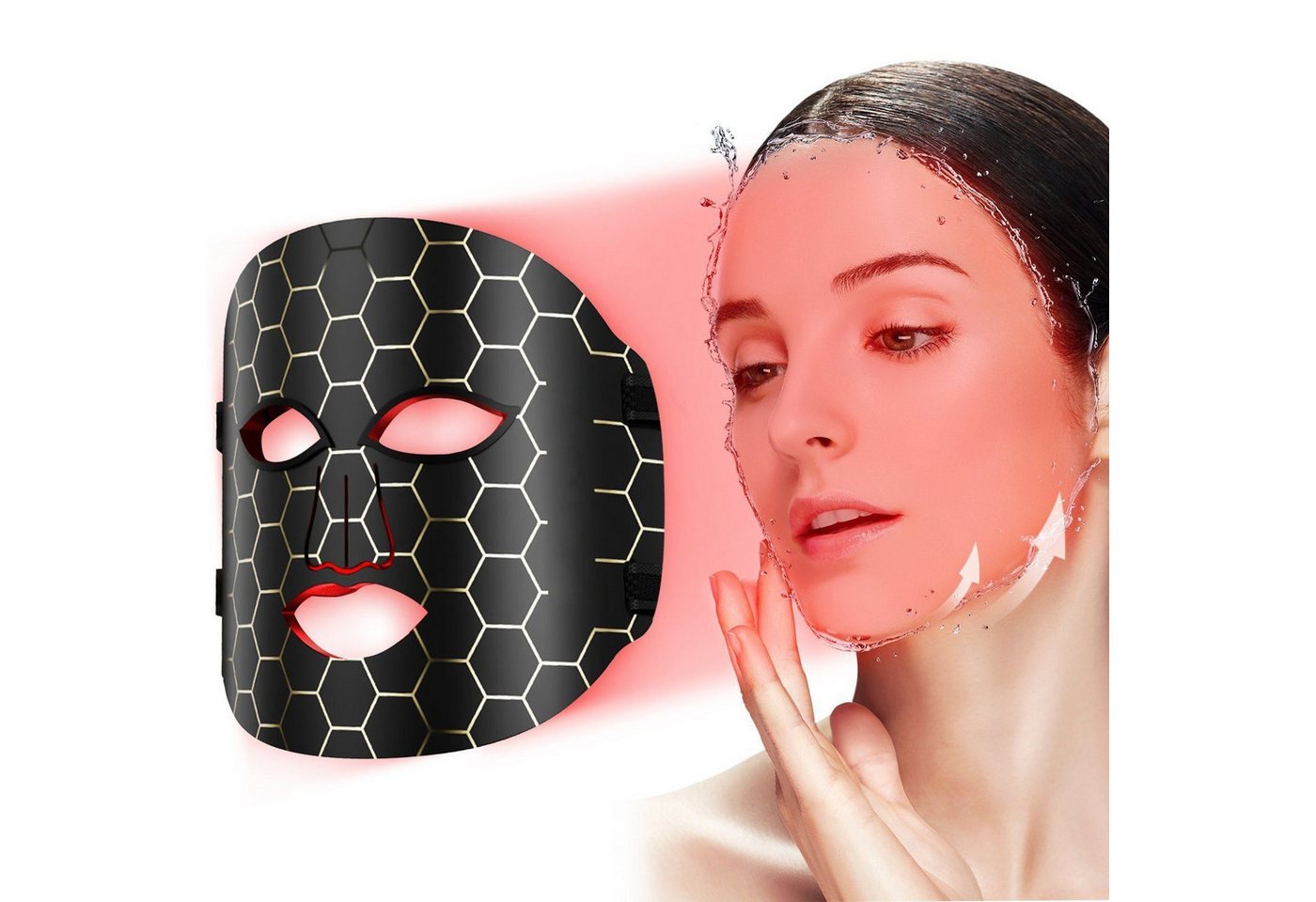 feinlux Kosmetikbehandlungsgerät Kosmetikbehandlungsgerät LED Gesichtsmaske mit 7 Lichtfarben, Packung, Photonic Facial Mask Meter, für alle Hauttypen geeignet