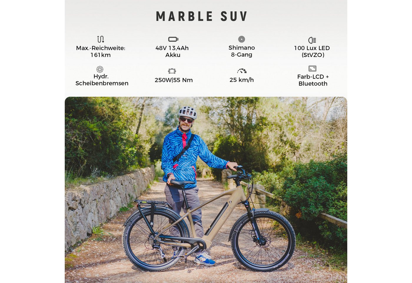 DERUIZ E-Bike Mountainbike 28 zoll Mountainbike für Damen und Herren, Elektrofahrrad 161km, 8 Gang SHIMANO Acera RD-M360 SGS Schaltwerk, Kettenschaltung, Heckmotor, 644 Wh Bild 2