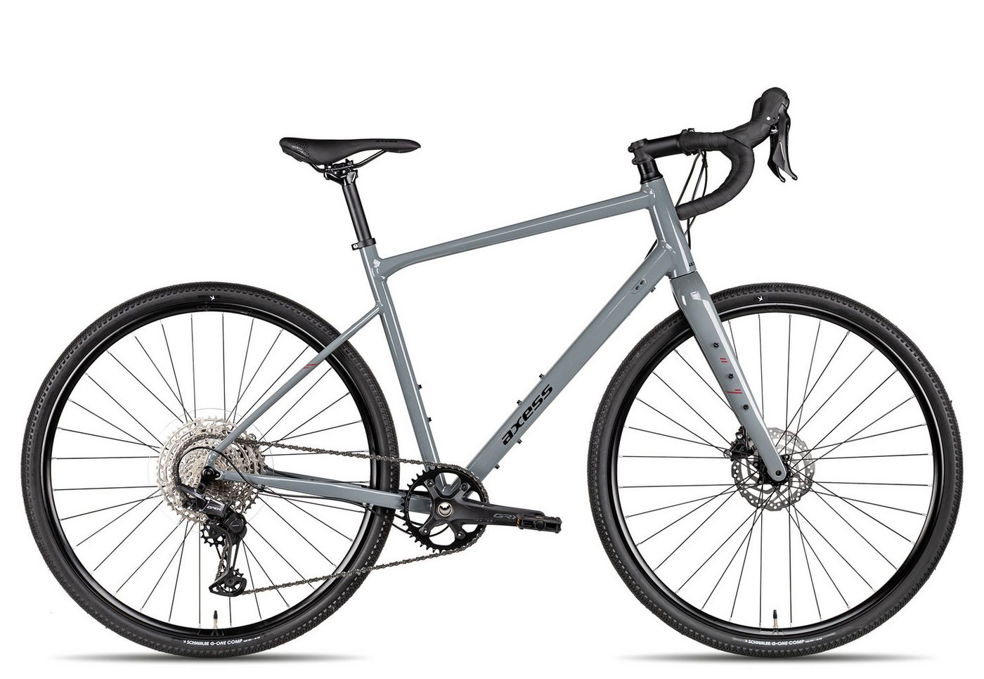 Axess Gravelbike CREED ADV, 12 Gang Shimano GRX RD-RX822, 12-Speed, Shadow Plus Schaltwerk, Kettenschaltung, hydraulische Scheibenbremse schwarz/grau