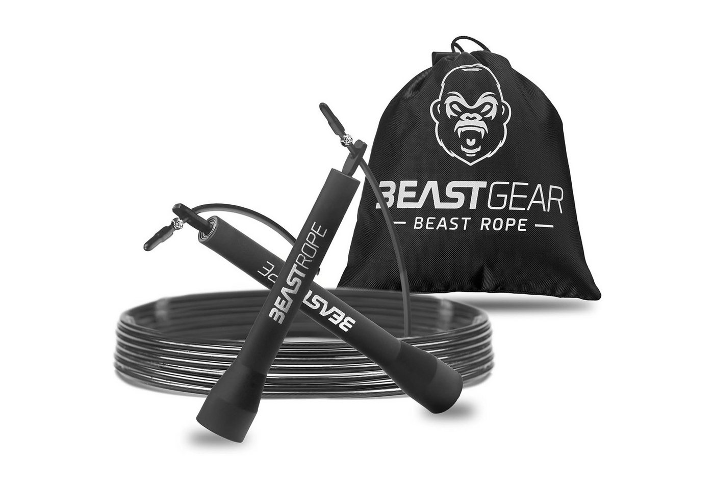 Beast Gear Springseil Sprungseil Fitness Stahlseil 280 cm verstellbar, Kugellager, Boxen, knick und verdrehsicher, Länge individuell einstellbar Bild 3