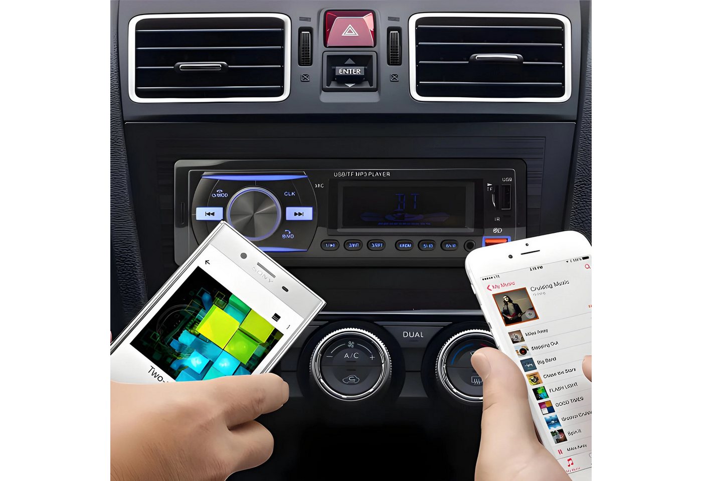 Athlix Auto Radio DAB+, Bluetooth, USB, Aux-Eingang, Sub-Out, Multicolour Autoradio (Freisprechfunktion, App-Steuerung, Schnellladung) Bild 2