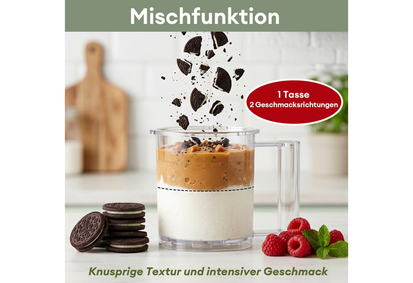 JVJH Eismaschine für Zuhause,10 Programme,2L,Gefrierbehälter 650 ml*3,Selbstreinigung, 2 l, 800 W, Spülmaschinengeeignete Teile,für Frozen Joghurt, Sorbet und Eiscreme Bild 3