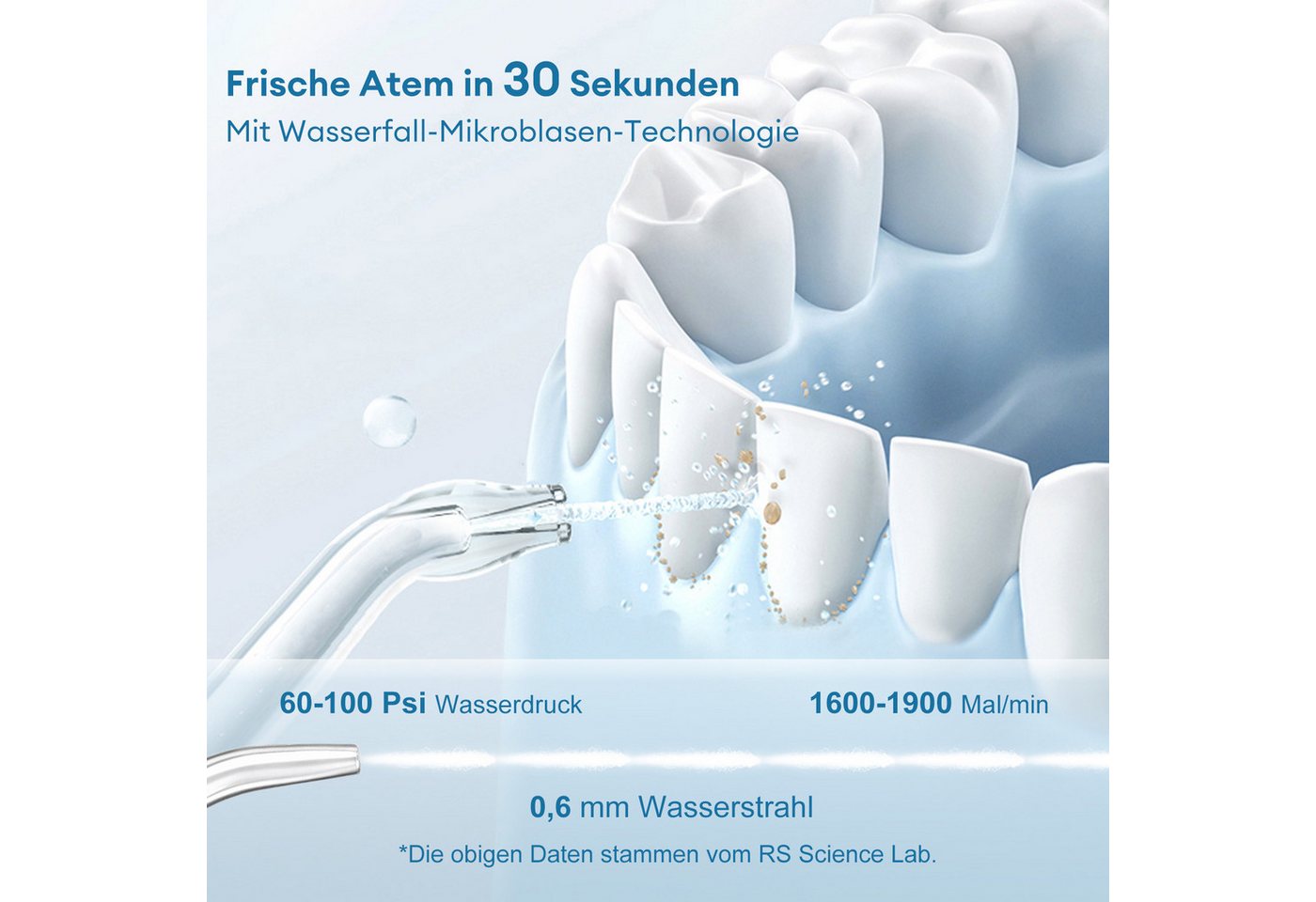 CkeyiN Munddusche Munddusche Mini Zahnzwischenraumreiniger Tragbar mit 4 Modi IPX7, Aufsätze: 5 St., 200ML versenkbarer Wassertank Reise Wasserzahnseide mit 5 Ersatzdüsen Bild 5