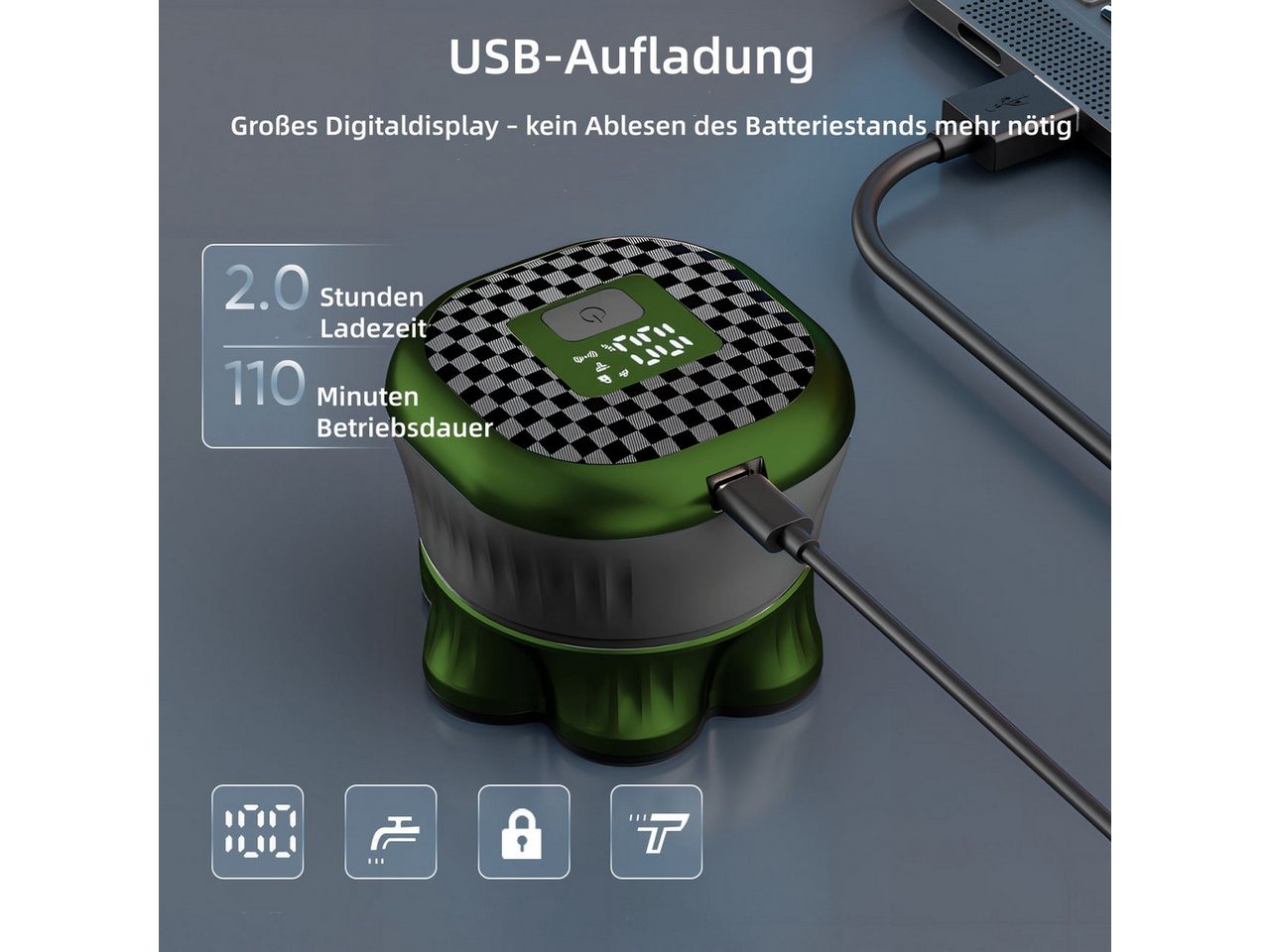 HATTEKER Elektrorasierer WK-5812, Aufsätze: 1, Kopf- & Bartrasierer, mit 7 Wabenklingen, 360° schwebend, LED-Display, Typ-C, wasserdicht Bild 4