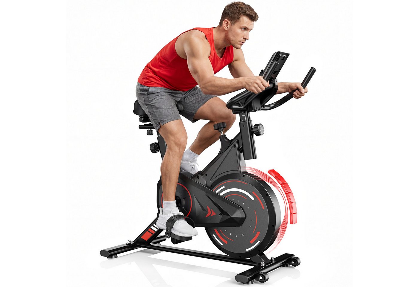 Gywowken Heimtrainer Fahrrad mit 0-100% Einstellbarer Widerstand (mit Tablet-Halter, Indoor Bike für Cardio-Training, Bis 120KG), Leises Hometrainer Fahrrad mit LCD-Monitor, Fitnessbike Bild 3