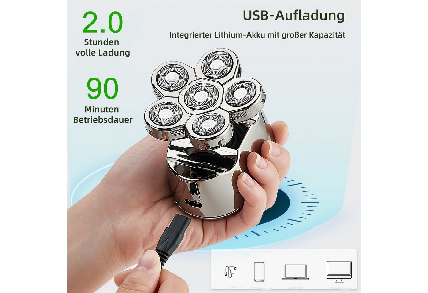 Scttomon Elektrorasierer LK-8820, Aufsätze: 1, Langhaartrimmer, Haarschneider, Multifunktions Trimmer mit 6D-Floatkopf, Wet&Dry 6 IN 1 Bild 3