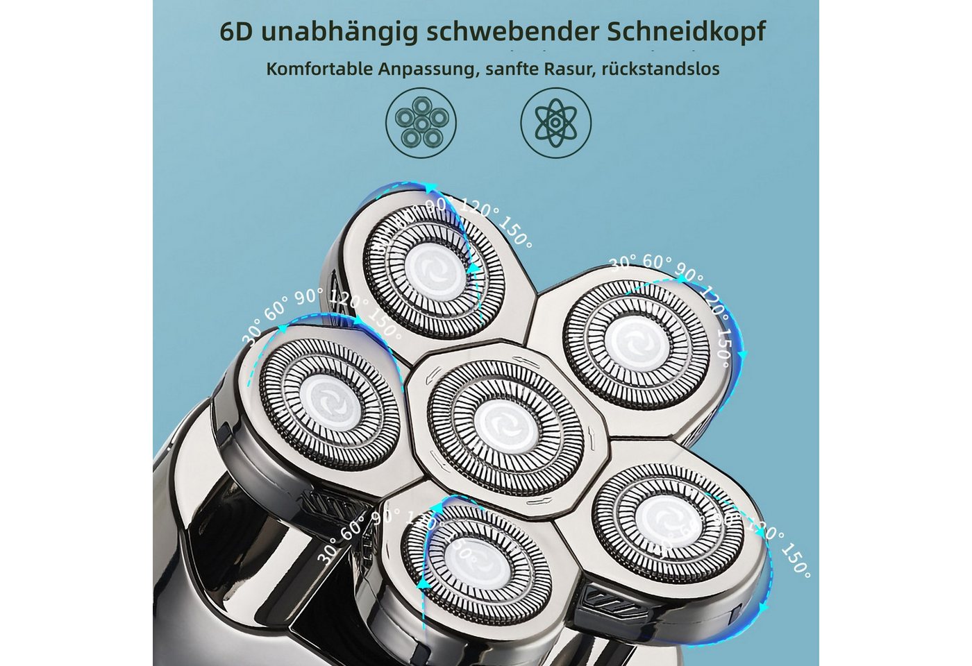 Scttomon Elektrorasierer LK-8820, Aufsätze: 1, Langhaartrimmer, Haarschneider, Multifunktions Trimmer mit 6D-Floatkopf, Wet&Dry 6 IN 1 Bild 5