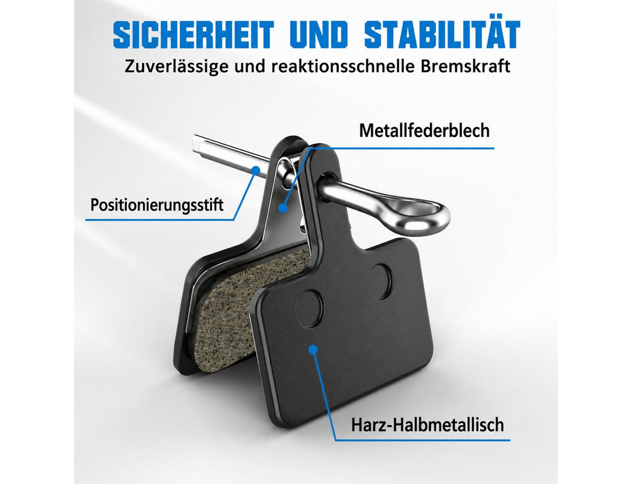 MOPUEA Bremsbelag 2-St Mountainbike-Bremsbeläge Semi-Metallische Reibbeläge (für sichere Bremsleistung bei jedem Wetter), mit starker Bremskraft und geringer Geräuschentwicklung Bild 4