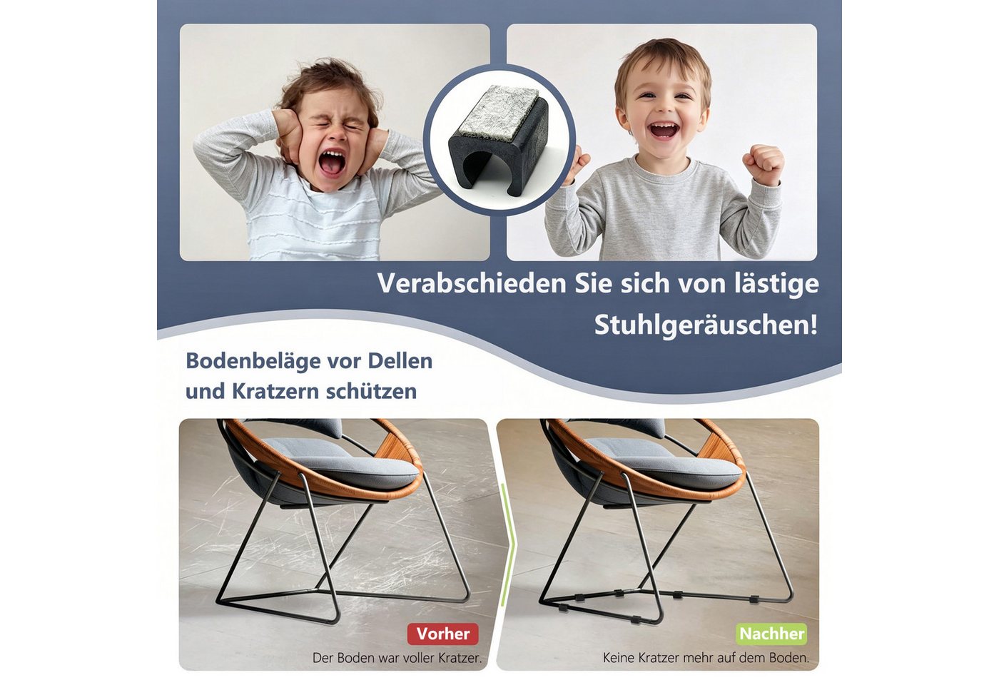 Diwzbyn Filzgleiter 24 Stück Stuhlgleiter Freischwinger mit Filz Filzgleiter, (24 St), für Schwingstühle Möbelgleiter Bild 3