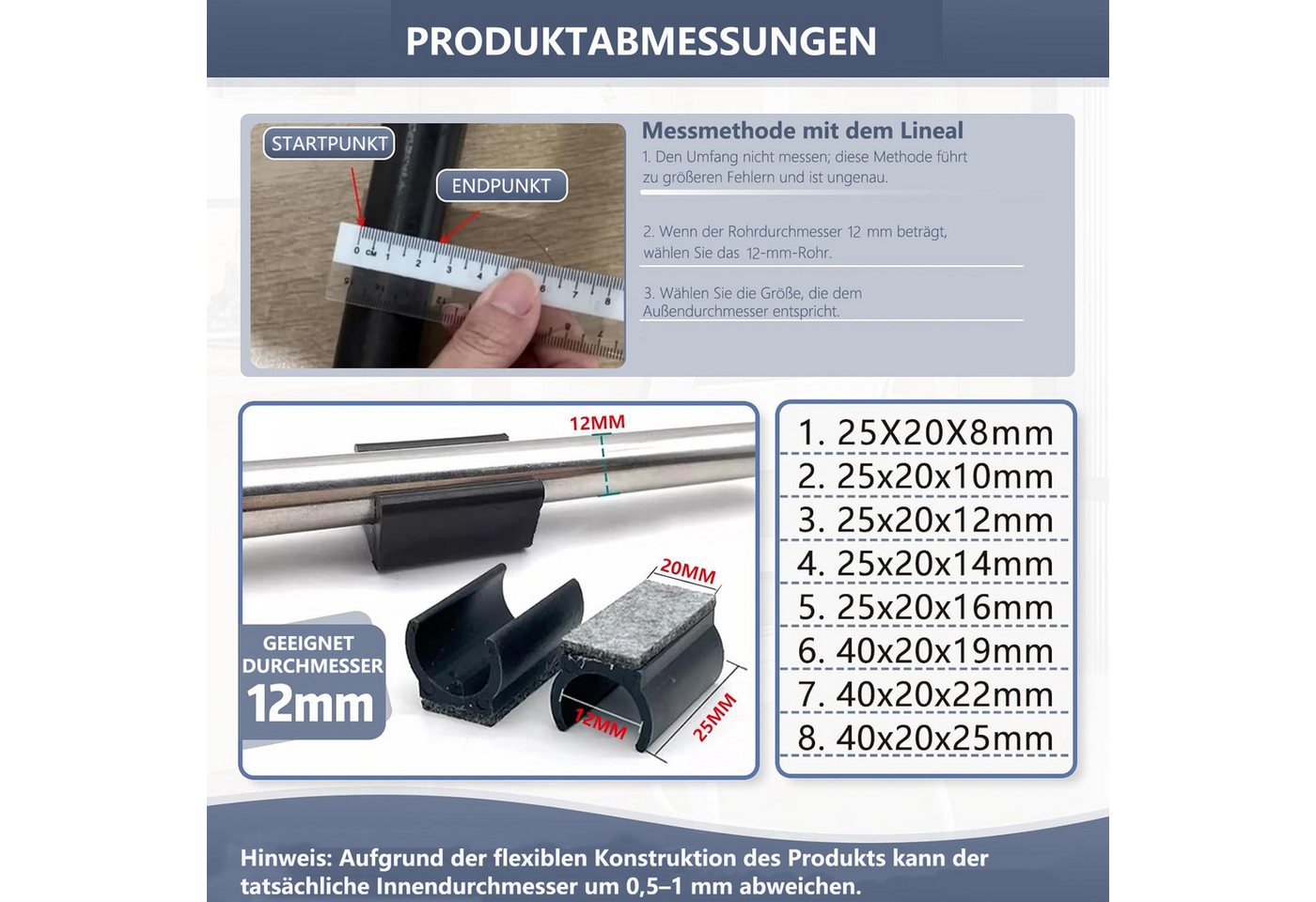 Diwzbyn Filzgleiter 24 Stück Stuhlgleiter Freischwinger mit Filz Filzgleiter, (24 St), für Schwingstühle Möbelgleiter Bild 4