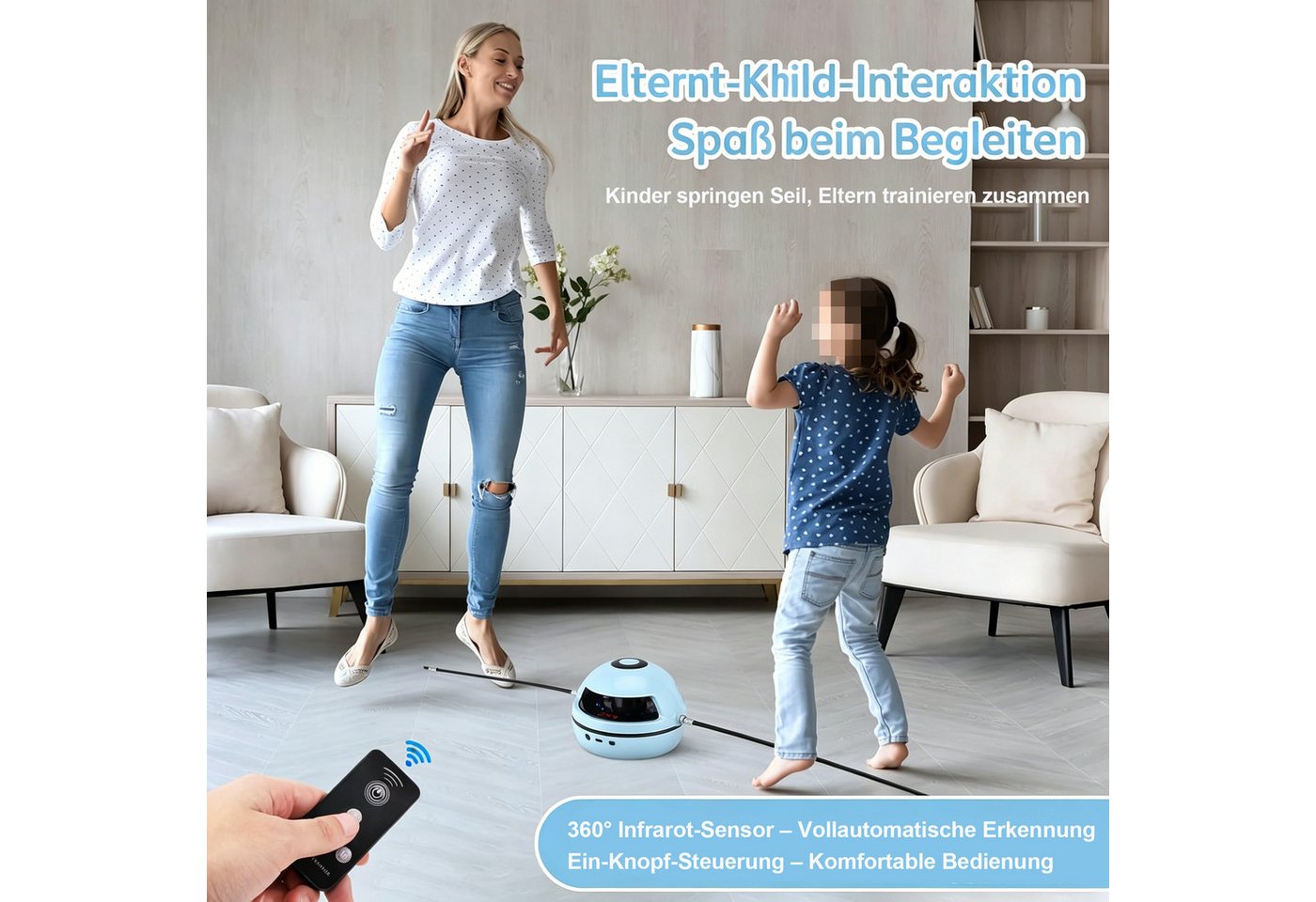 OYLCDI Springseil Elektrische Springseilmaschine, Automatisches Springseil,mit Zähler, 10 Geschwindigkeitsstufen, mit LED-Anzeige und Fernbedienung Bild 4
