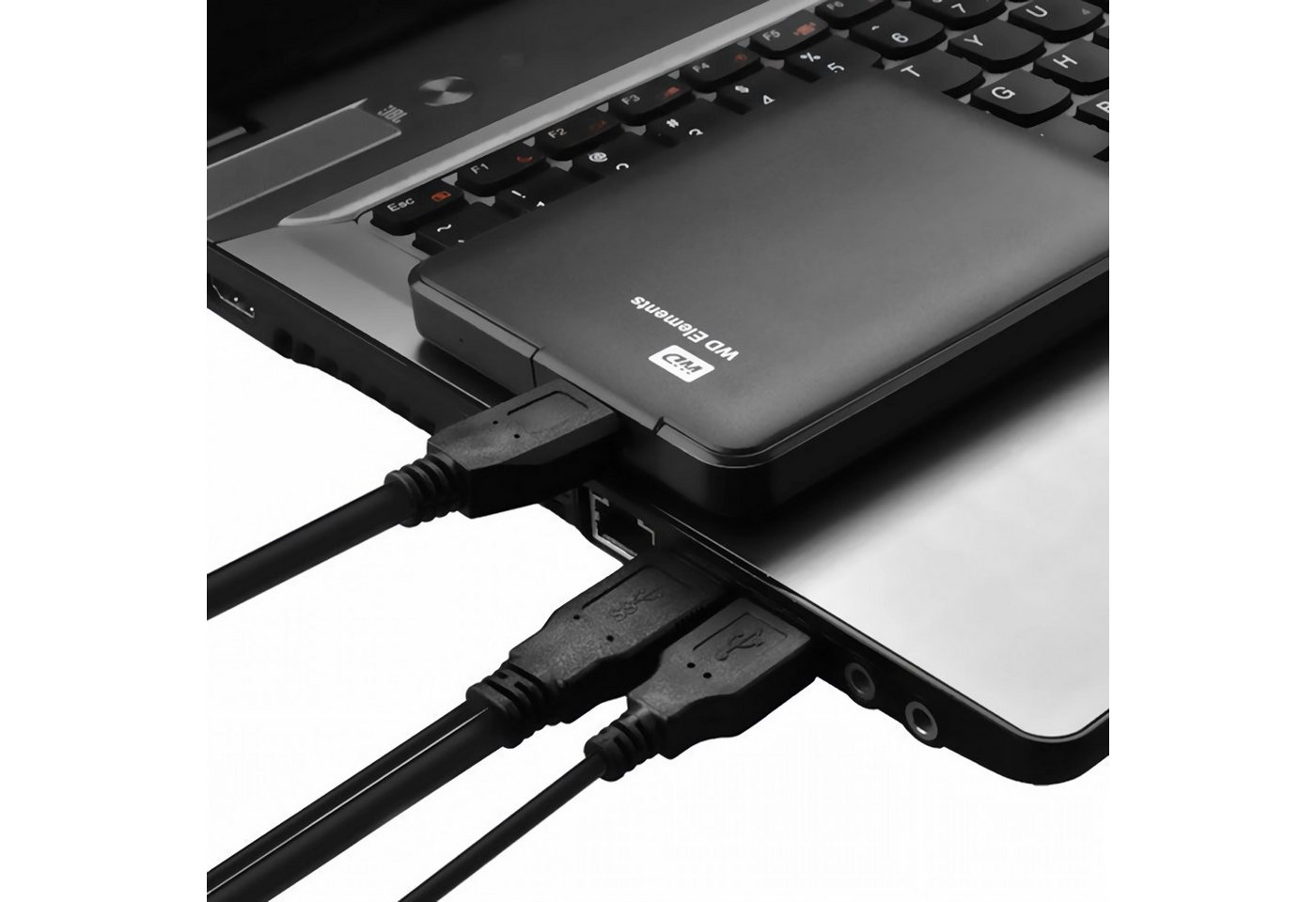 Bolwins B38 USB 3.0 Y-Kabel für externe HDD SSD Festplatten, 50cm Kabel USB-Kabel, USB 3.0 Typ-A Stecker, Micro USB 3.0 Typ-B Stecker, USB 2.0 Typ-A Stecker (Stromversorgung) (50 cm), USB 3.0 Y-Kabel, Zusatzstromversorgung, 5Gbit/s, geschirmt, Plug &Play Bild 5