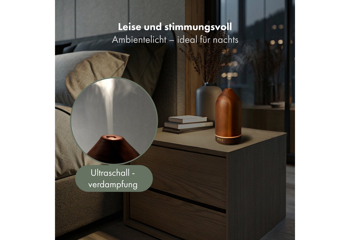 Waldwerk Luftbefeuchter Diffuser (100ml) aus edlem Akazienholz - Aroma Diffuser, 0,1 l Wassertank Bild 5