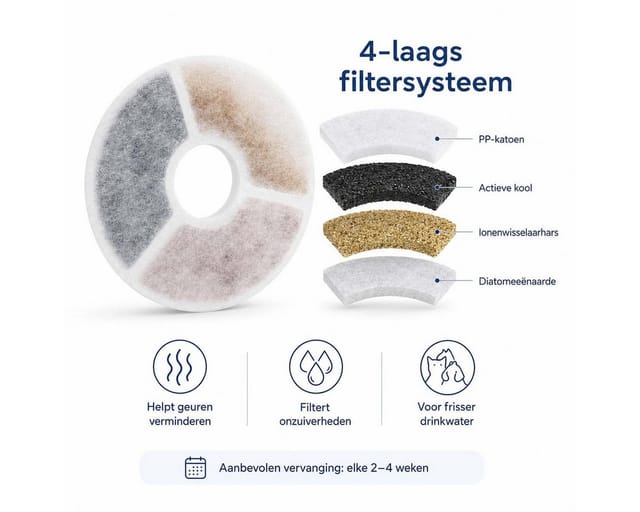 Nedis Wasserfilter PETWF-FL10, Vierschichtige Filterung, Filter werkzeugfrei einlegen, Universal